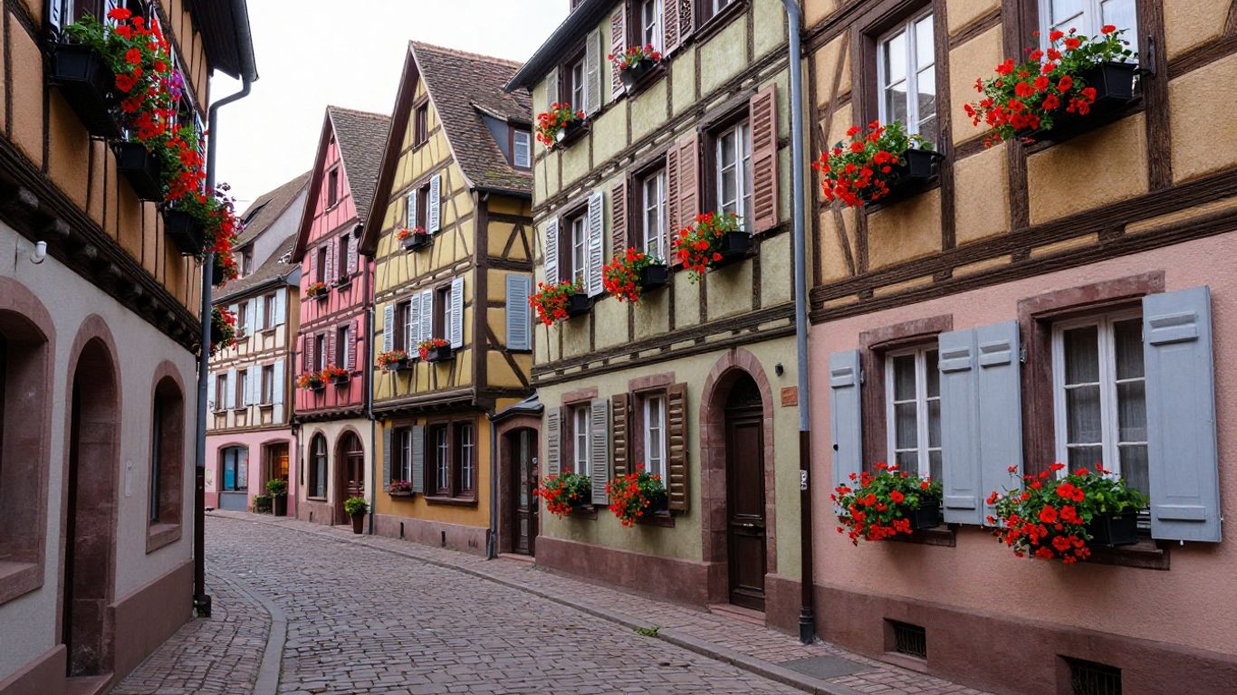Historic Old Town street near a Colmar hotel