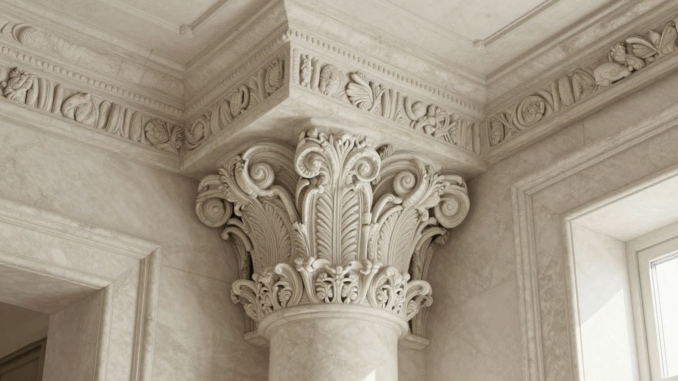 Esbozo de elegante moldura de piedra caliza