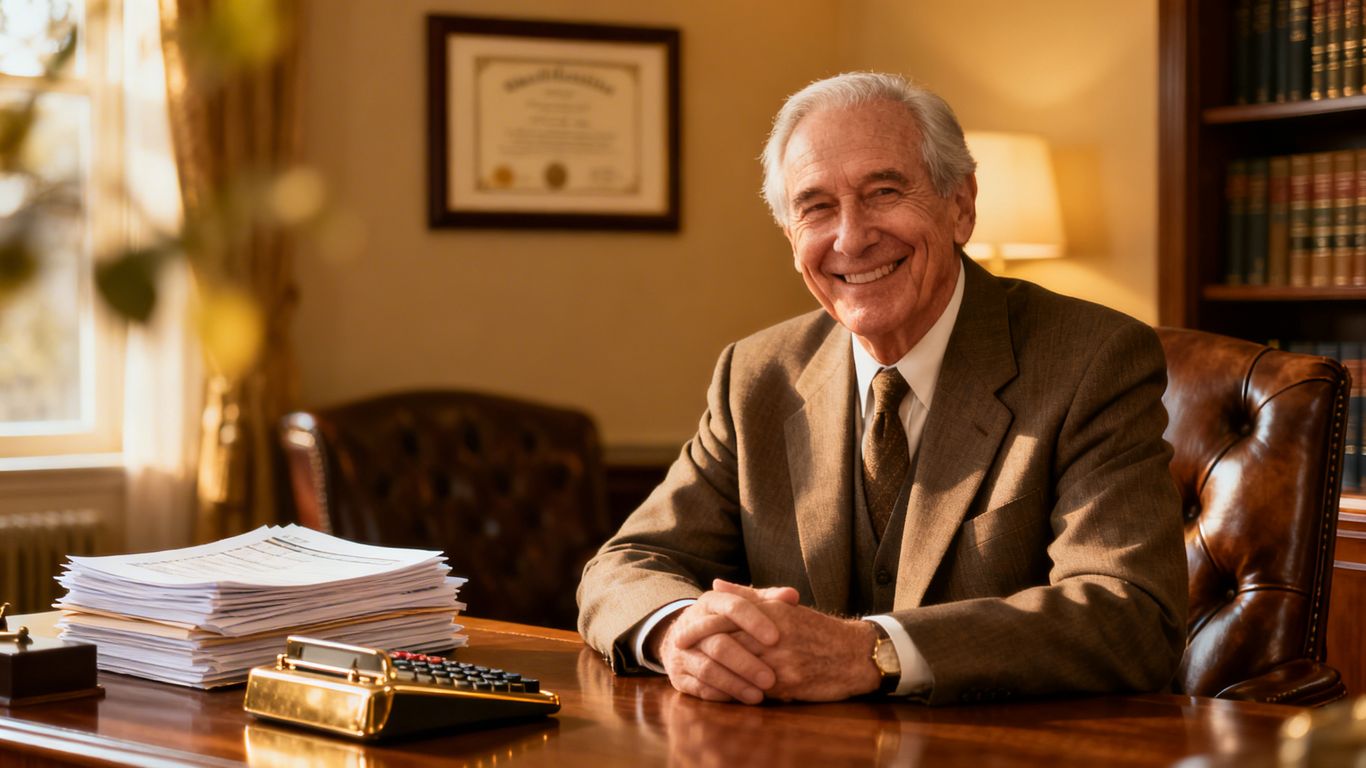 Portrait of Warren Buffett discussing value investing.