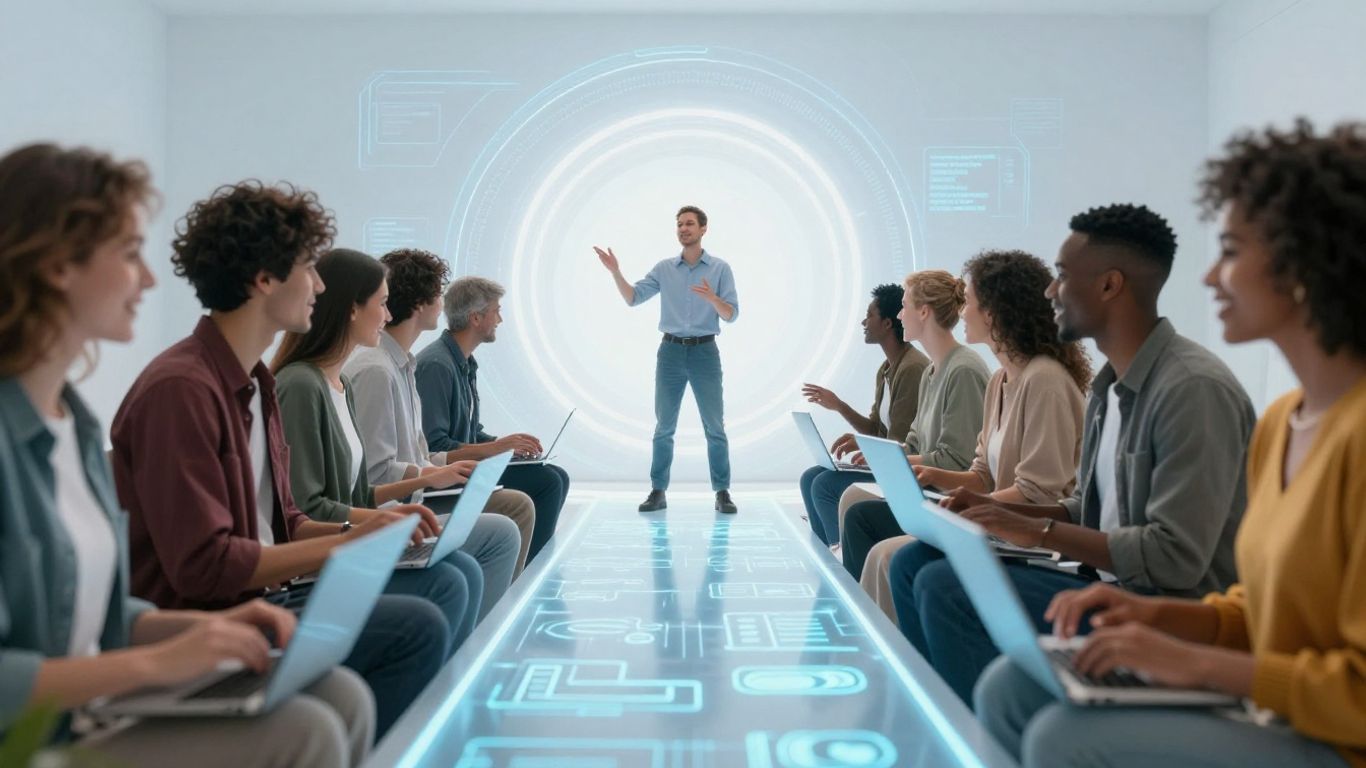 People engaging with future tech for customer loyalty.