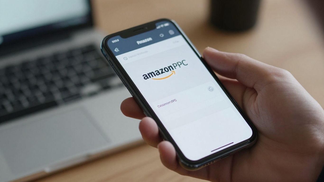 Amazon PPC interface on a smartphone screen.