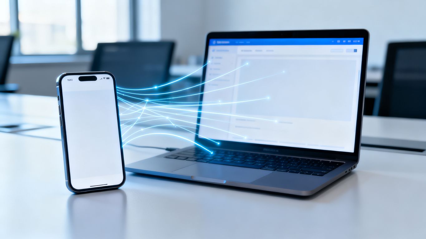 Smartphone et pages web reliées par des liens