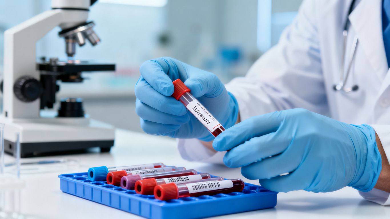 Clinician preparing blood samples for hormone testing