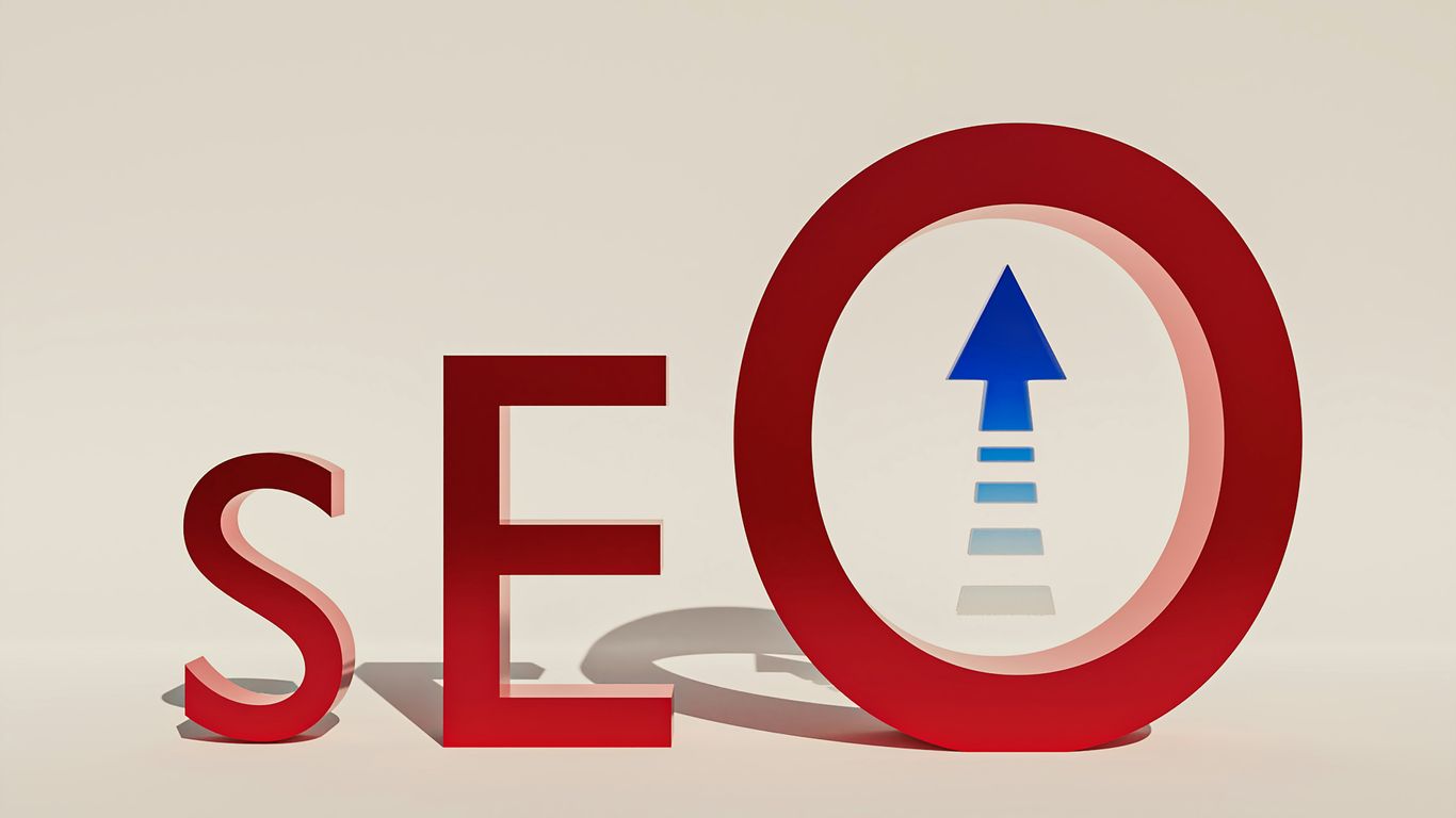 a red sign with a blue arrow pointing to the word search