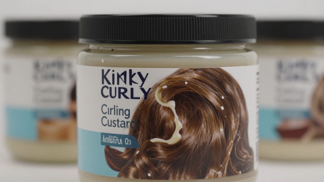 Kinky Curly Curling Custard product jar with defined curls.