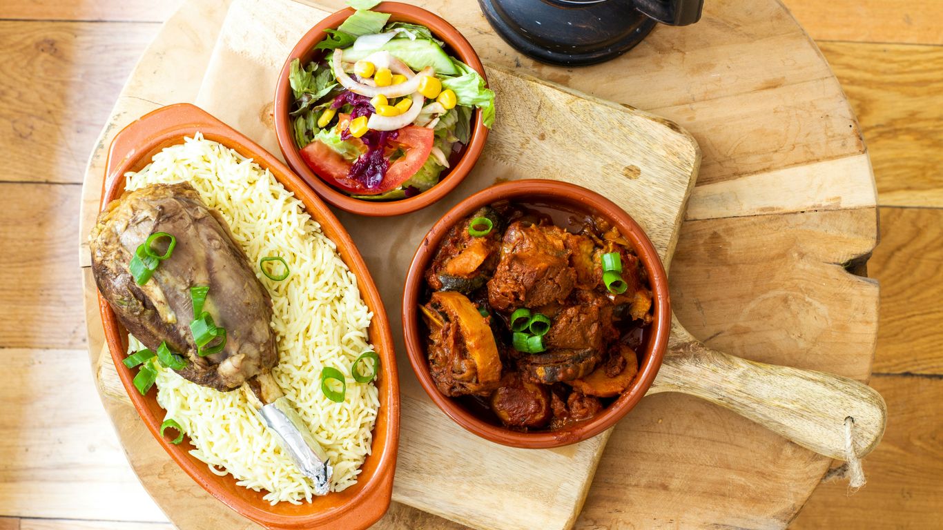 Traditional braised meats displayed in a clean stall
