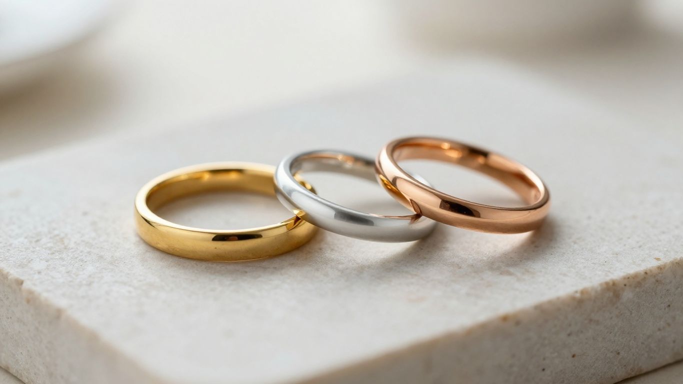 Three gold ring colors arranged beside each other