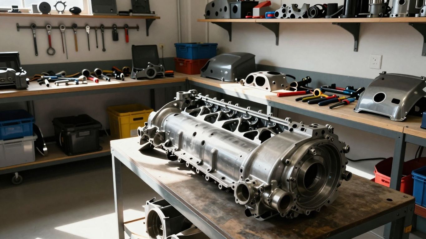 BMW car parts in a dismantling workshop.