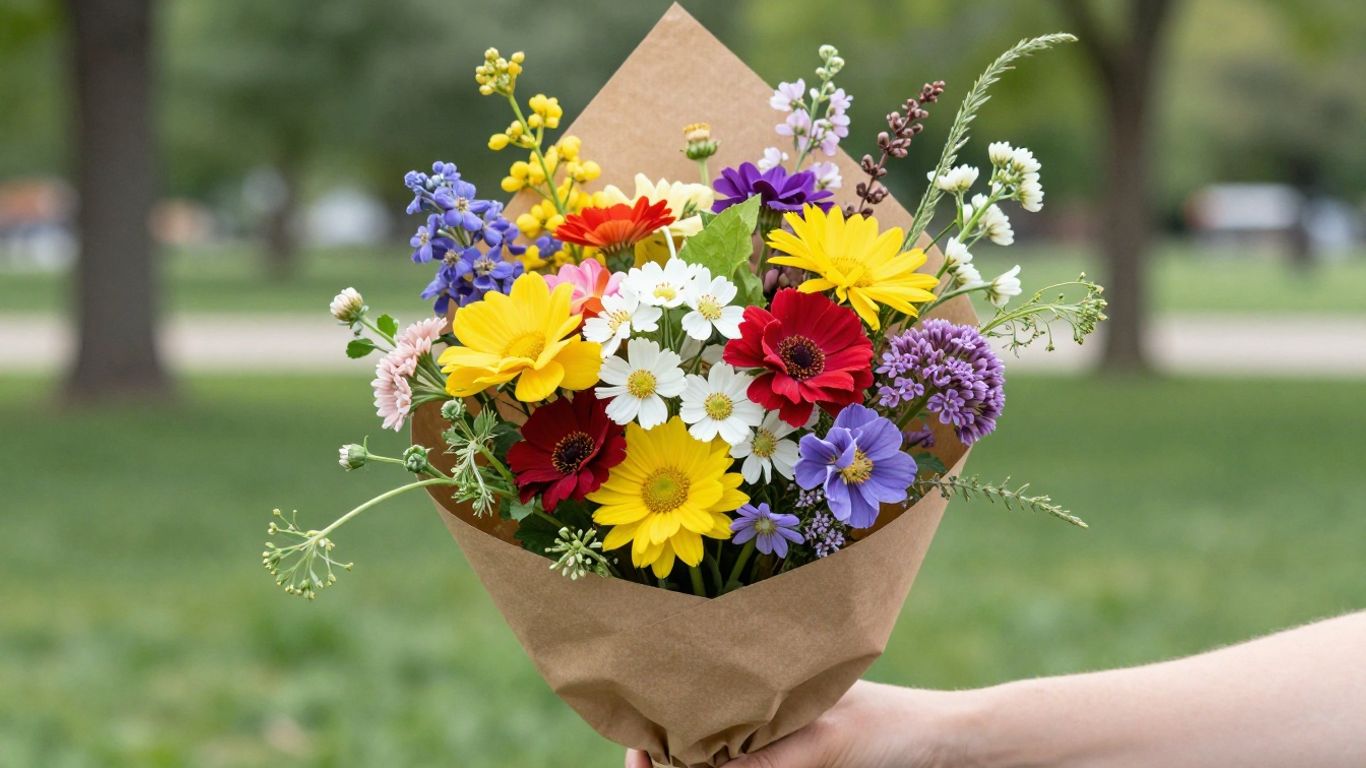 Freshly cut vibrant floral bouquet