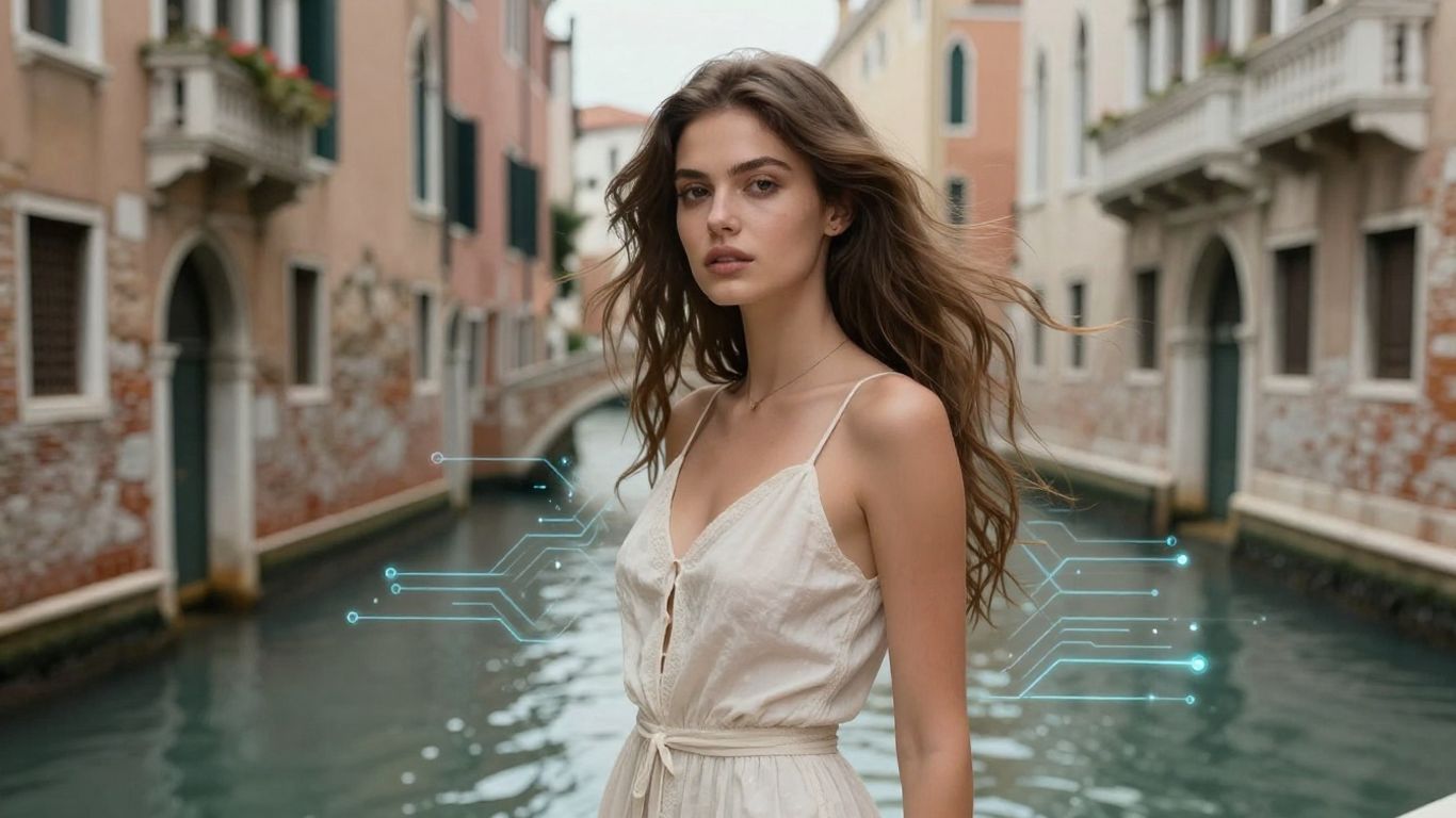 Venice AI integration with futuristic and classic elements.