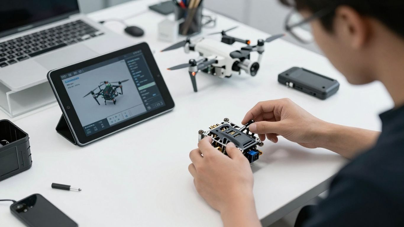 Technician reviewing drone security and hardware logs