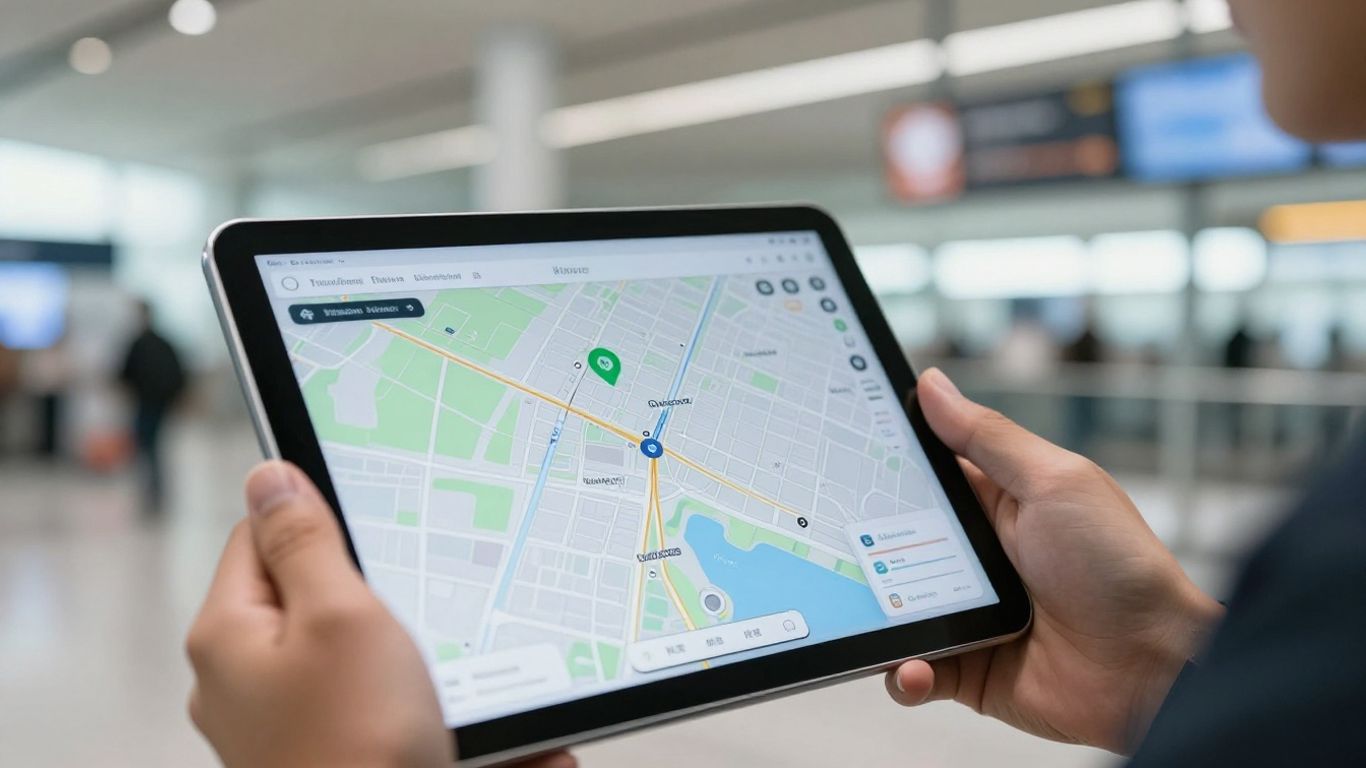 Travelers using maps