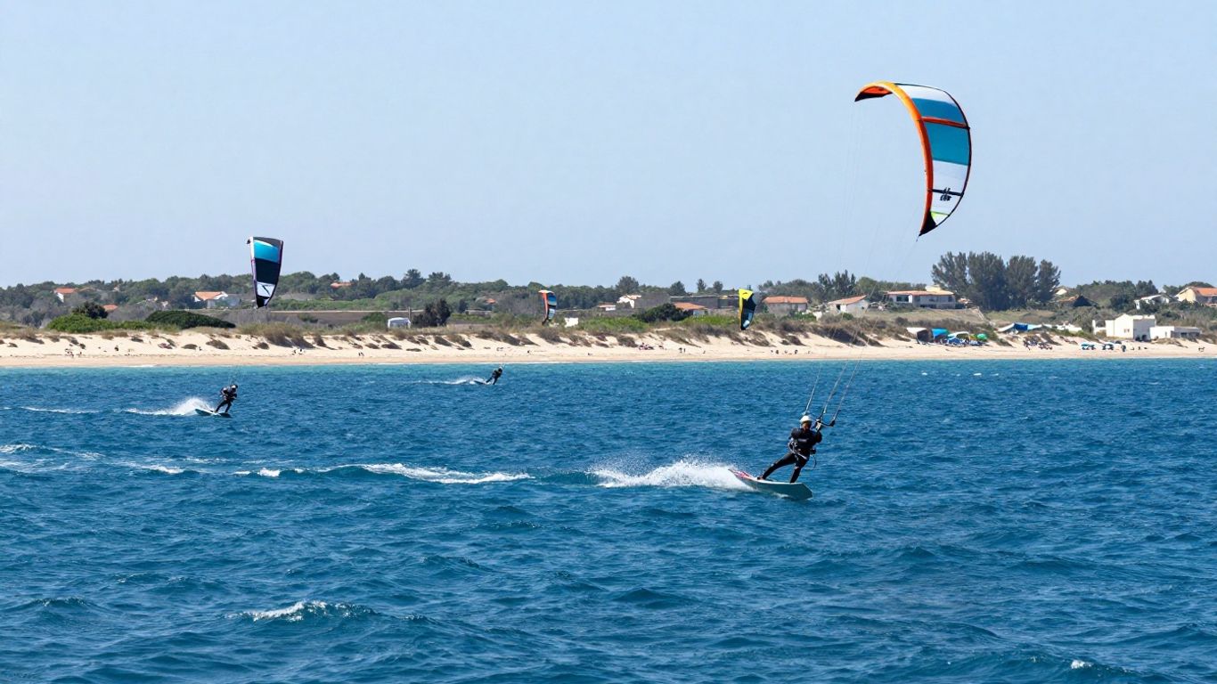 Active travellers riding waves along the mediterranean coastline