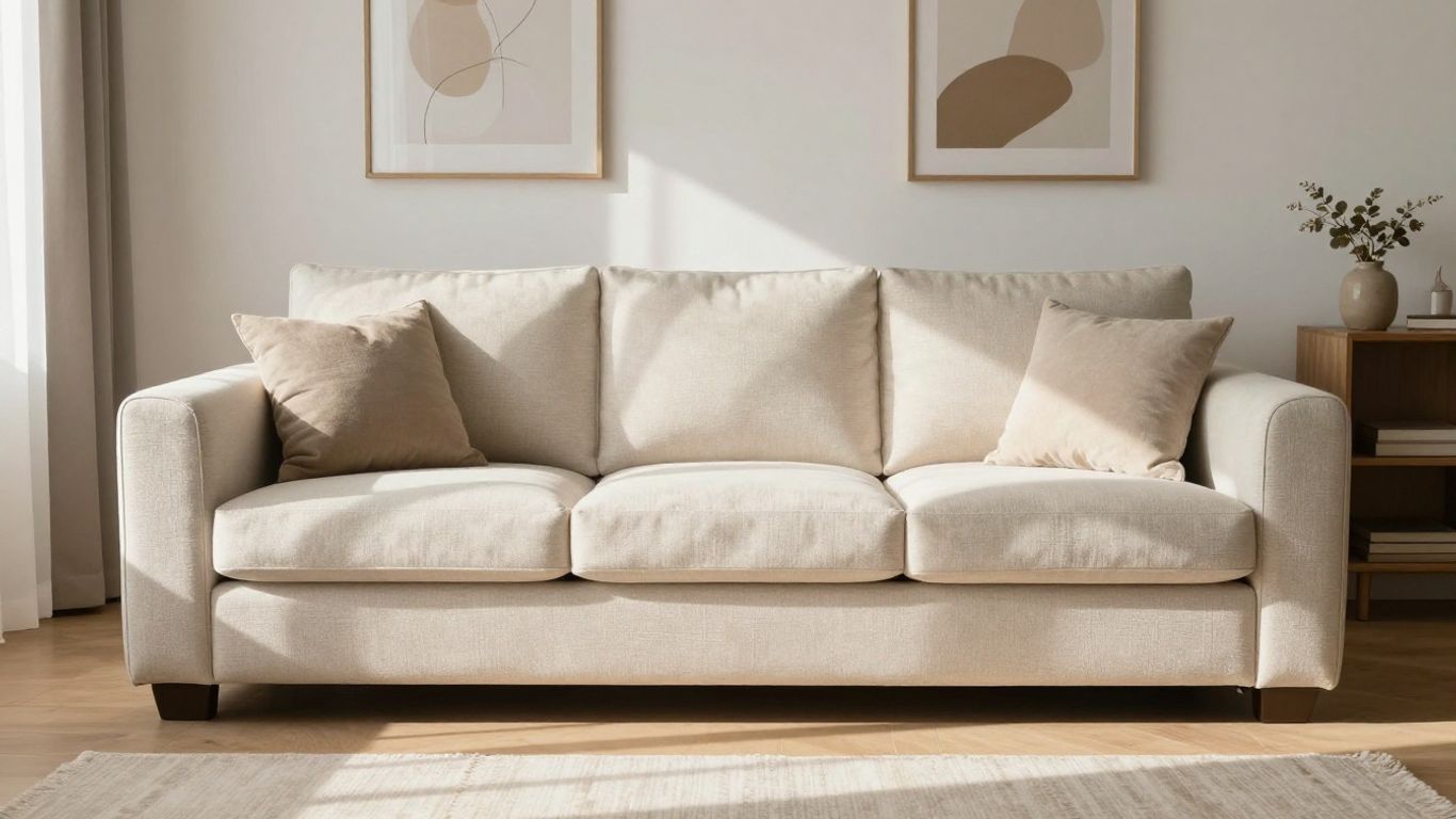 Sofá resistente y elegante en una sala de estar luminosa.