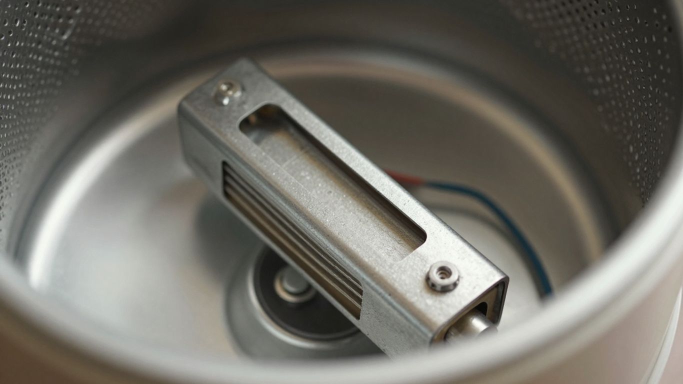 Close-up of a dryer's internal thermostat component.