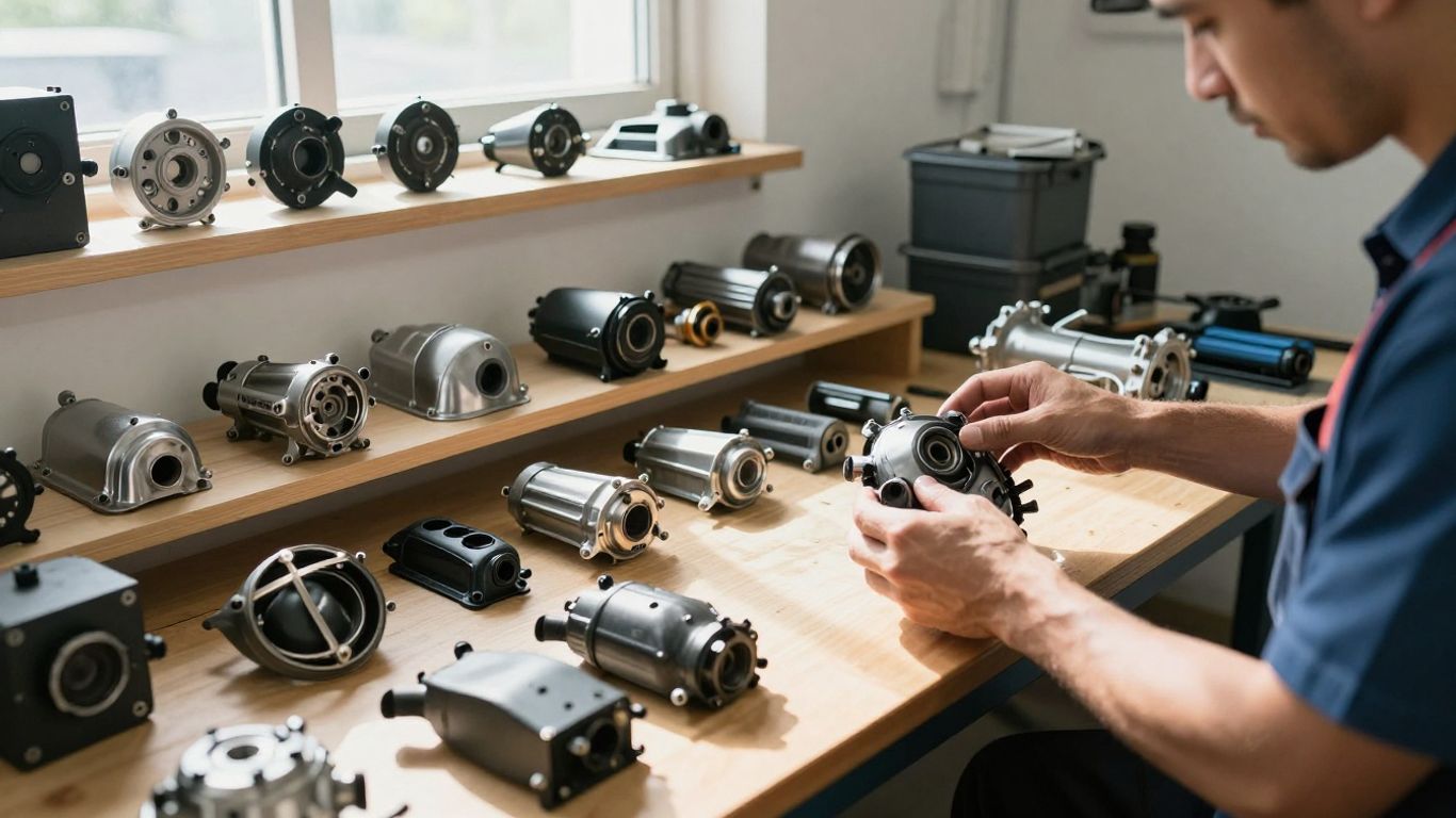 BMW car parts in a workshop