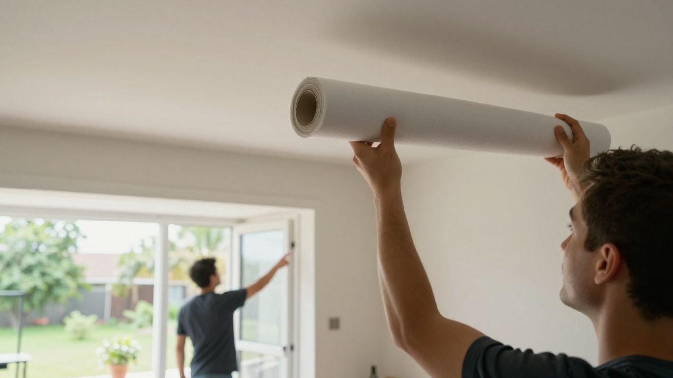 Preparing for stretch ceiling installation, informing neighbors.