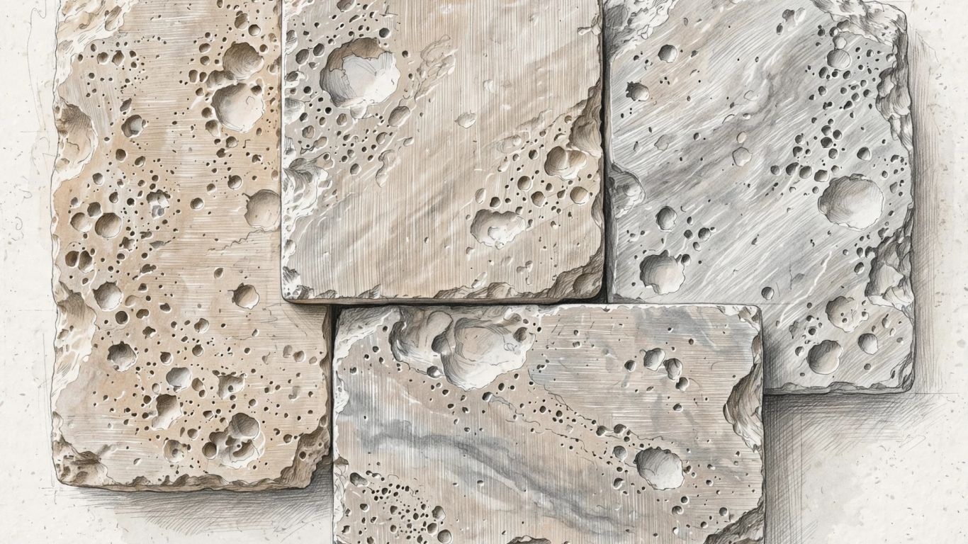 Travertine surface detail showing natural pores