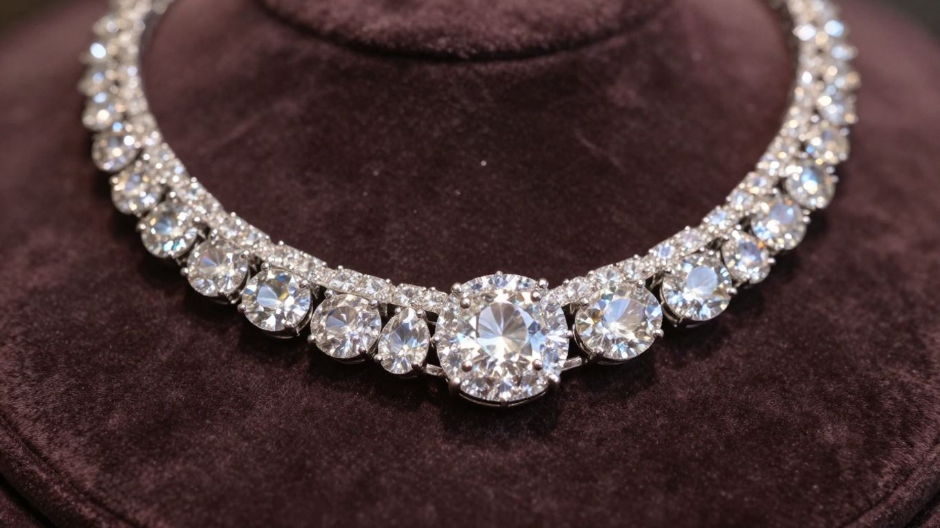 Luxury diamond necklace on velvet cushion