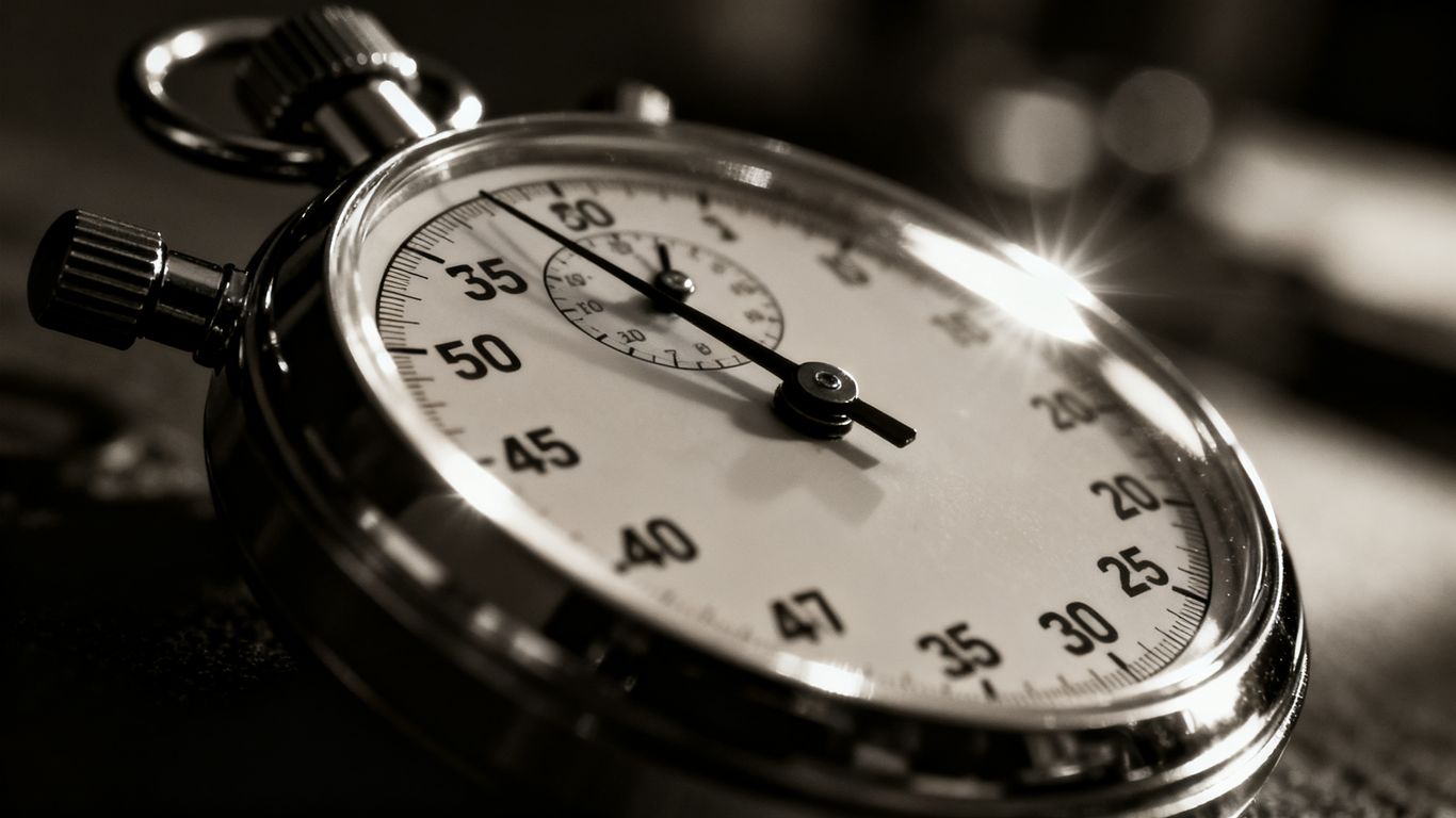 Stopwatch frozen at 30 seconds, symbolizing short attention spans.