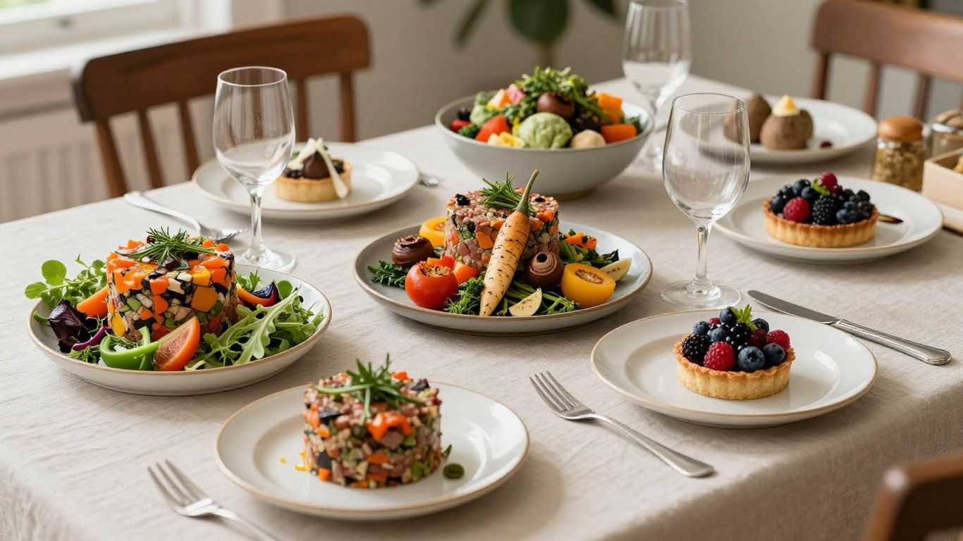 Une table garnie de mets végétaux raffinés