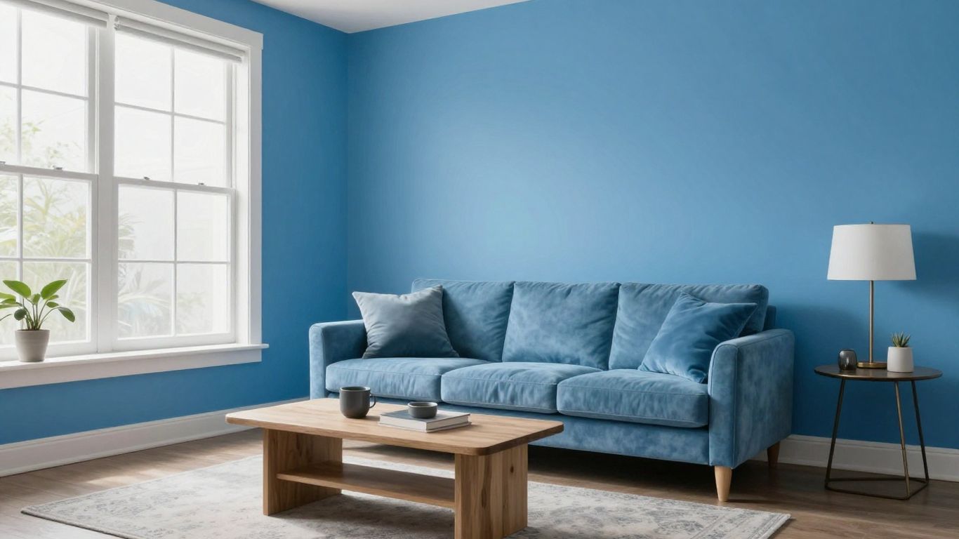 Orlando home interior with freshly painted blue walls.