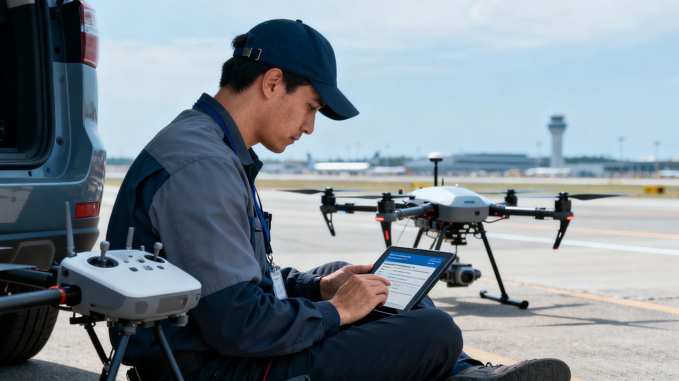Drone operator submitting digital airspace request
