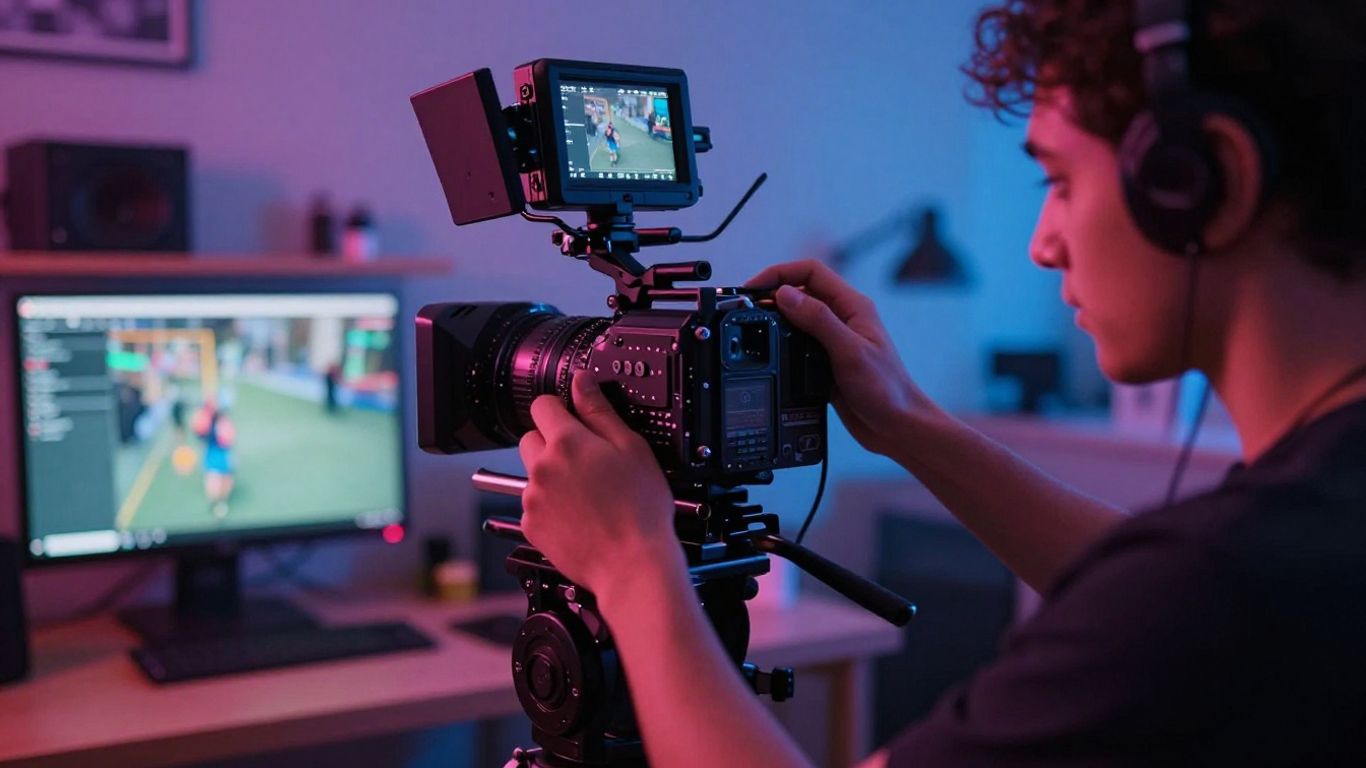 Video production equipment and creative studio setting.