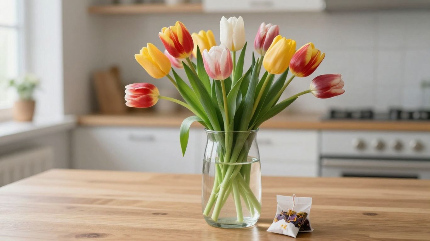 Fresh flowers in a clear vase