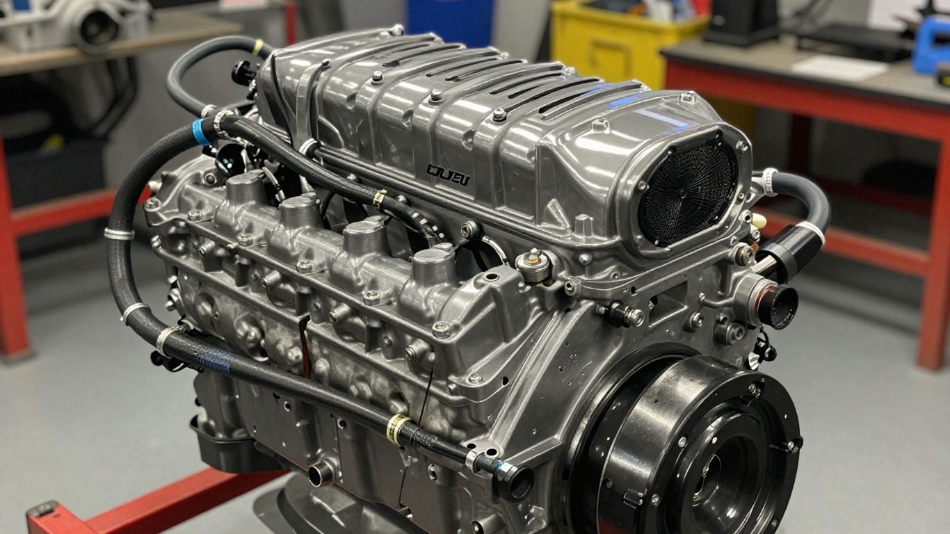 Isuzu UTE engine in a workshop