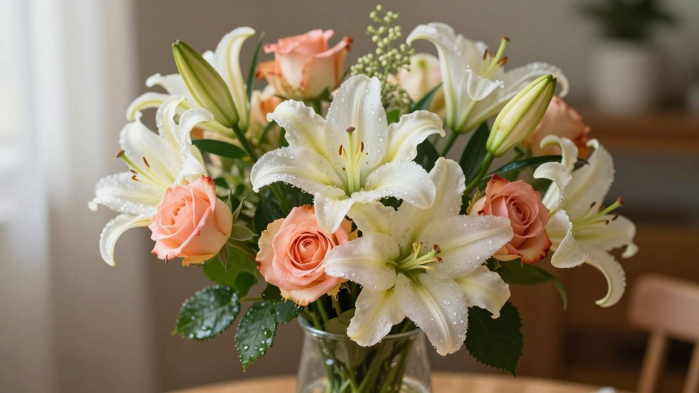 Beautiful floral arrangement with fresh flowers in a vase.