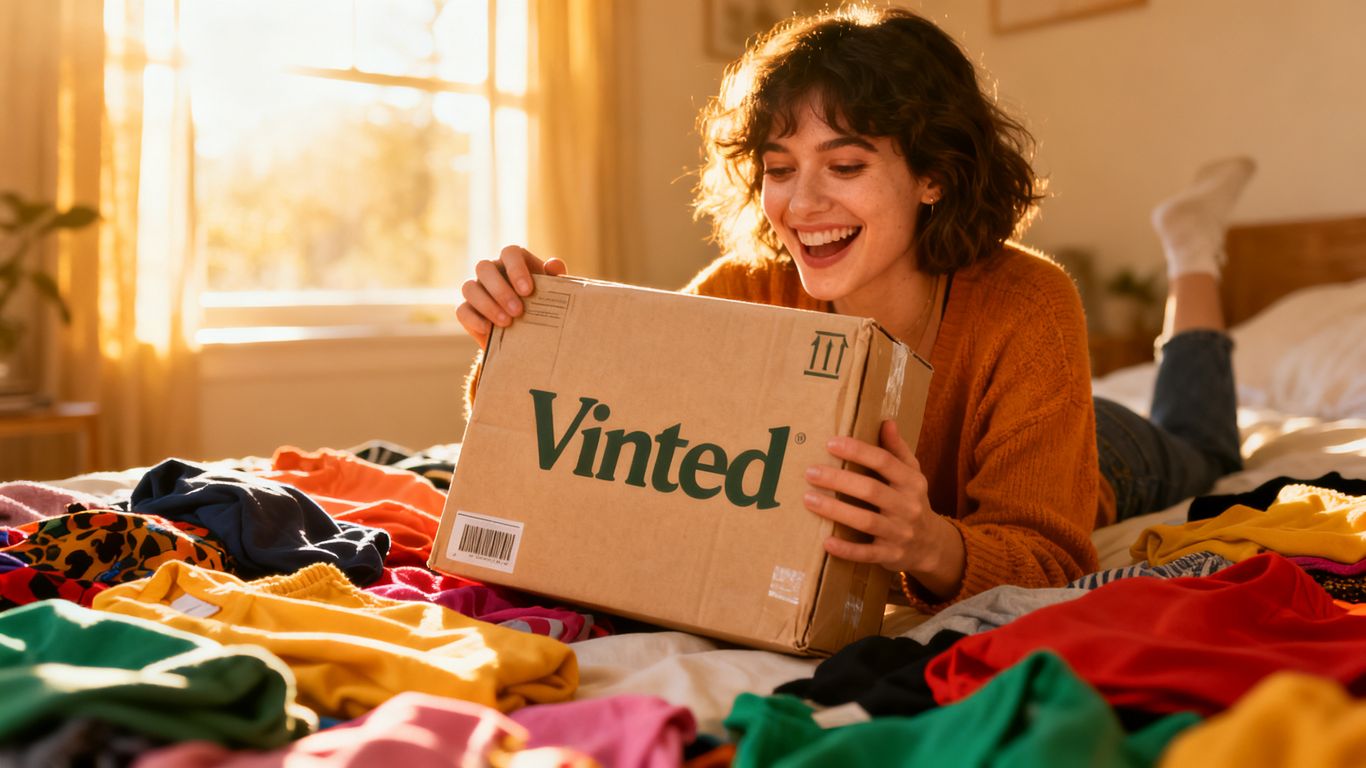 Vinted buyer with package and clothes