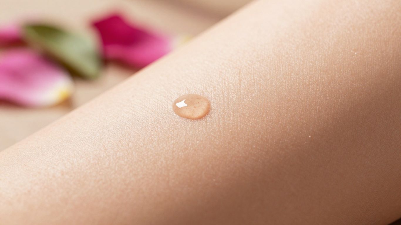Close-up of healthy, glowing skin with natural elements.