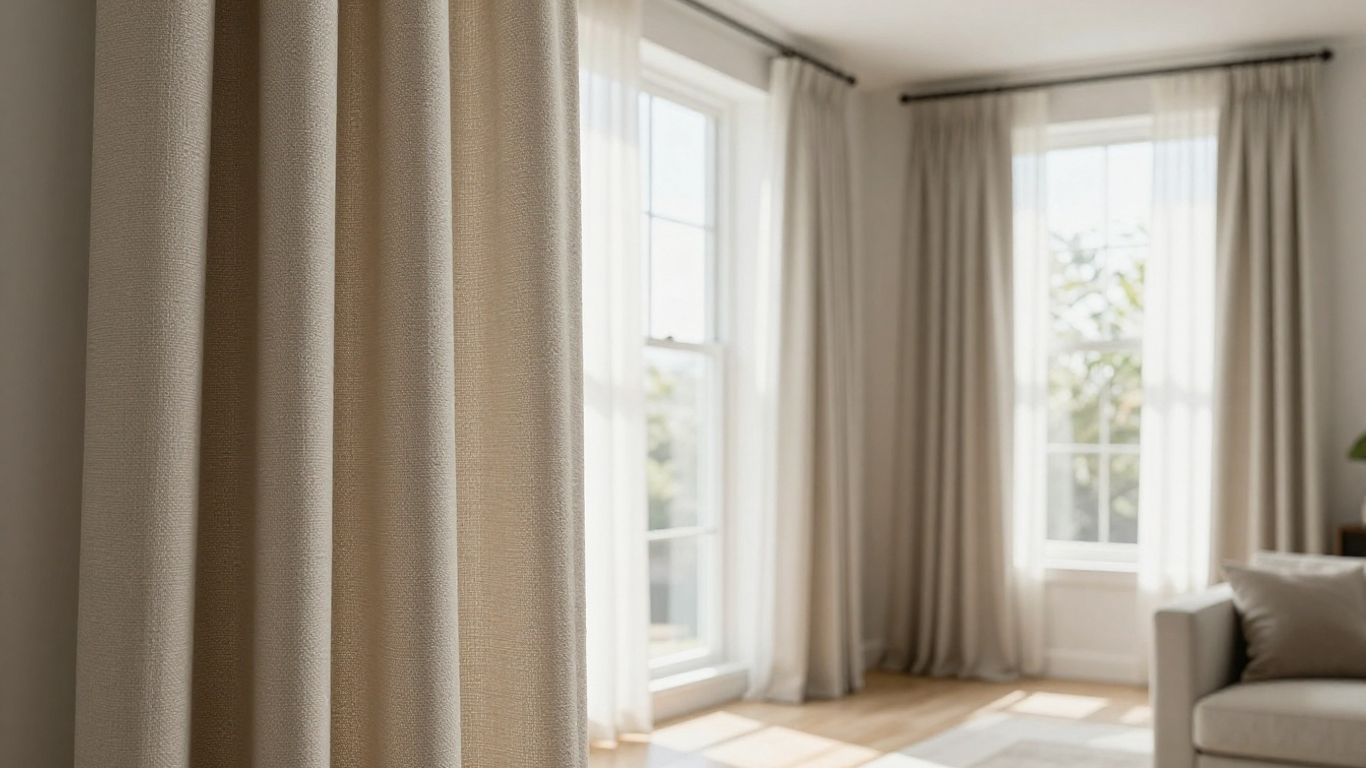 Elegant window treatments in a sunlit living room.