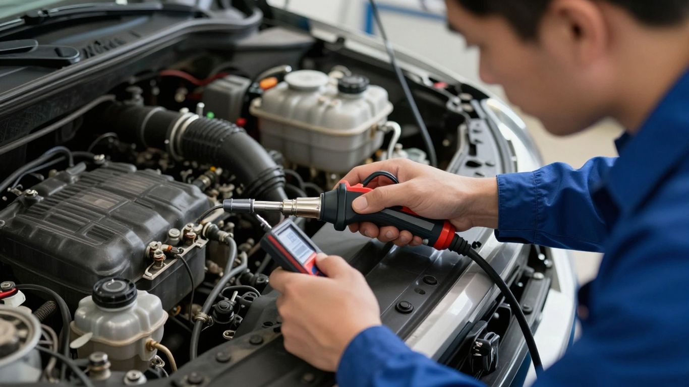 Mechanic inspecting the cooling system