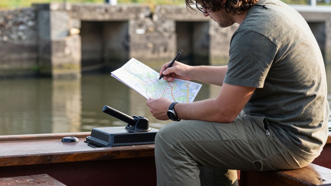 A person sitting on a boat bridge.