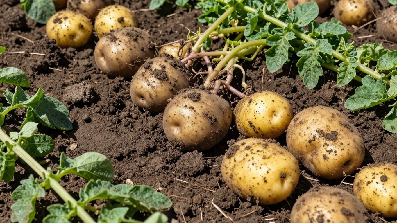 Biologische aardappelen in de volle grond
