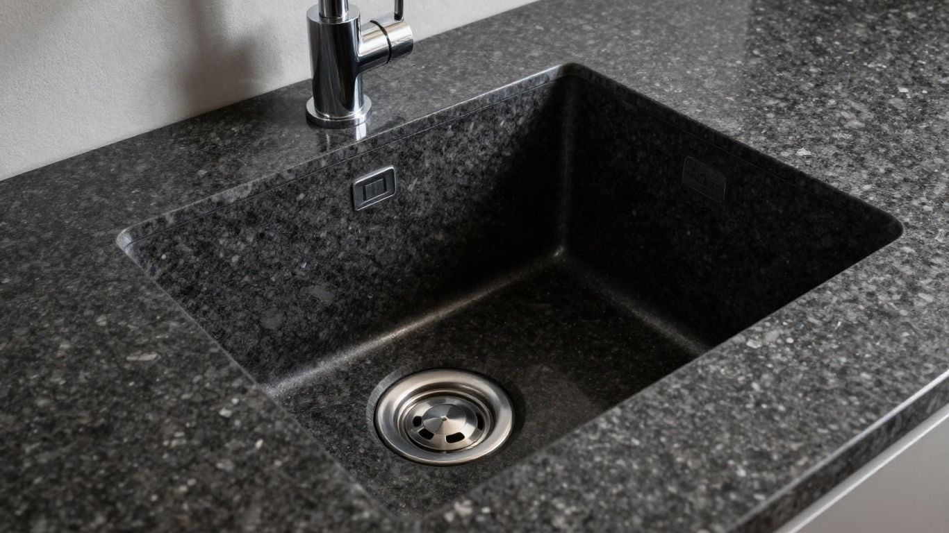Granite kitchen sink with faucet