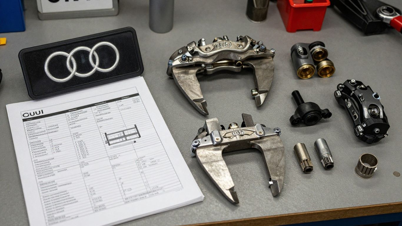 Audi parts beside a VIN lookup screen