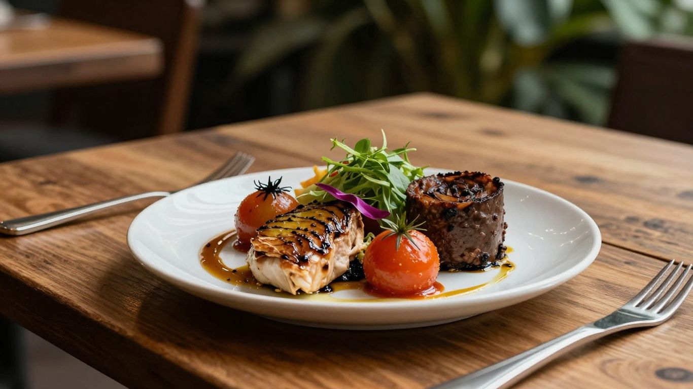 Gourmet dish at Oak & Vine restaurant
