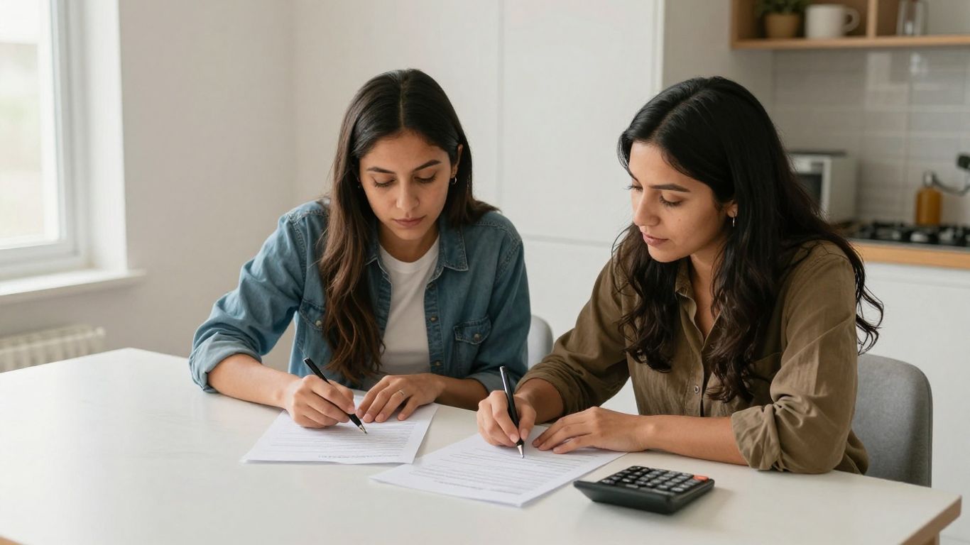 Pareja revisa documentos para comprar vivienda