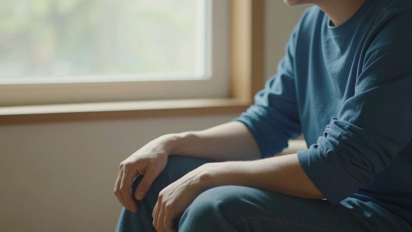 A person seated beside a window in quiet thought