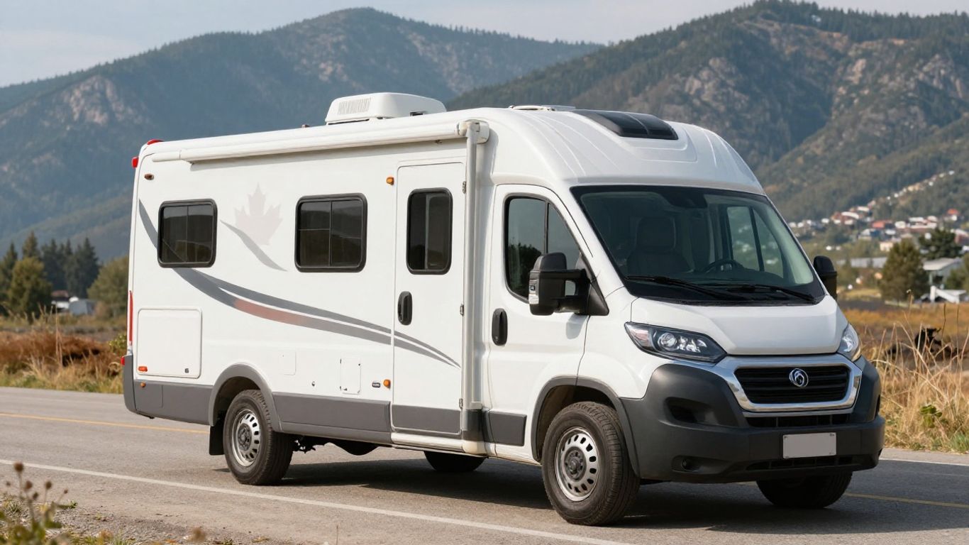 Canadian RV rental on a scenic roadside.