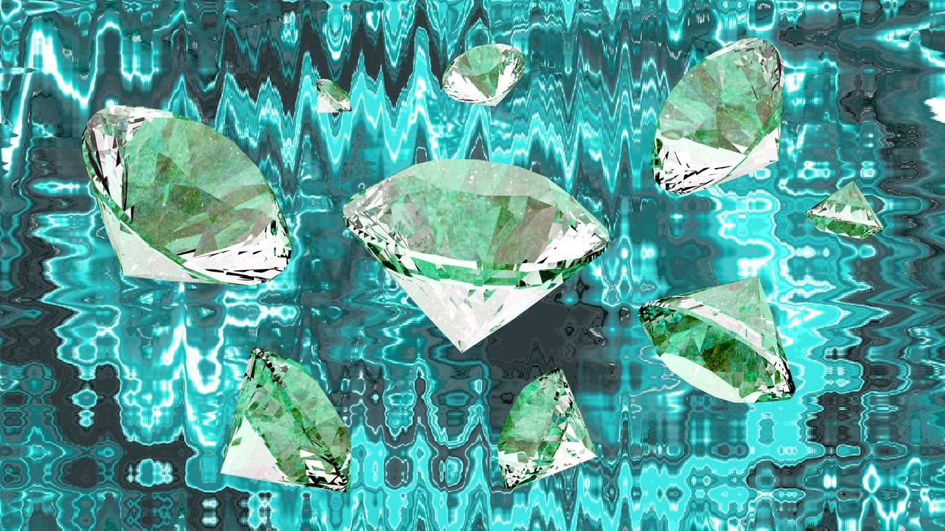 Several large, faceted diamonds on a blue background