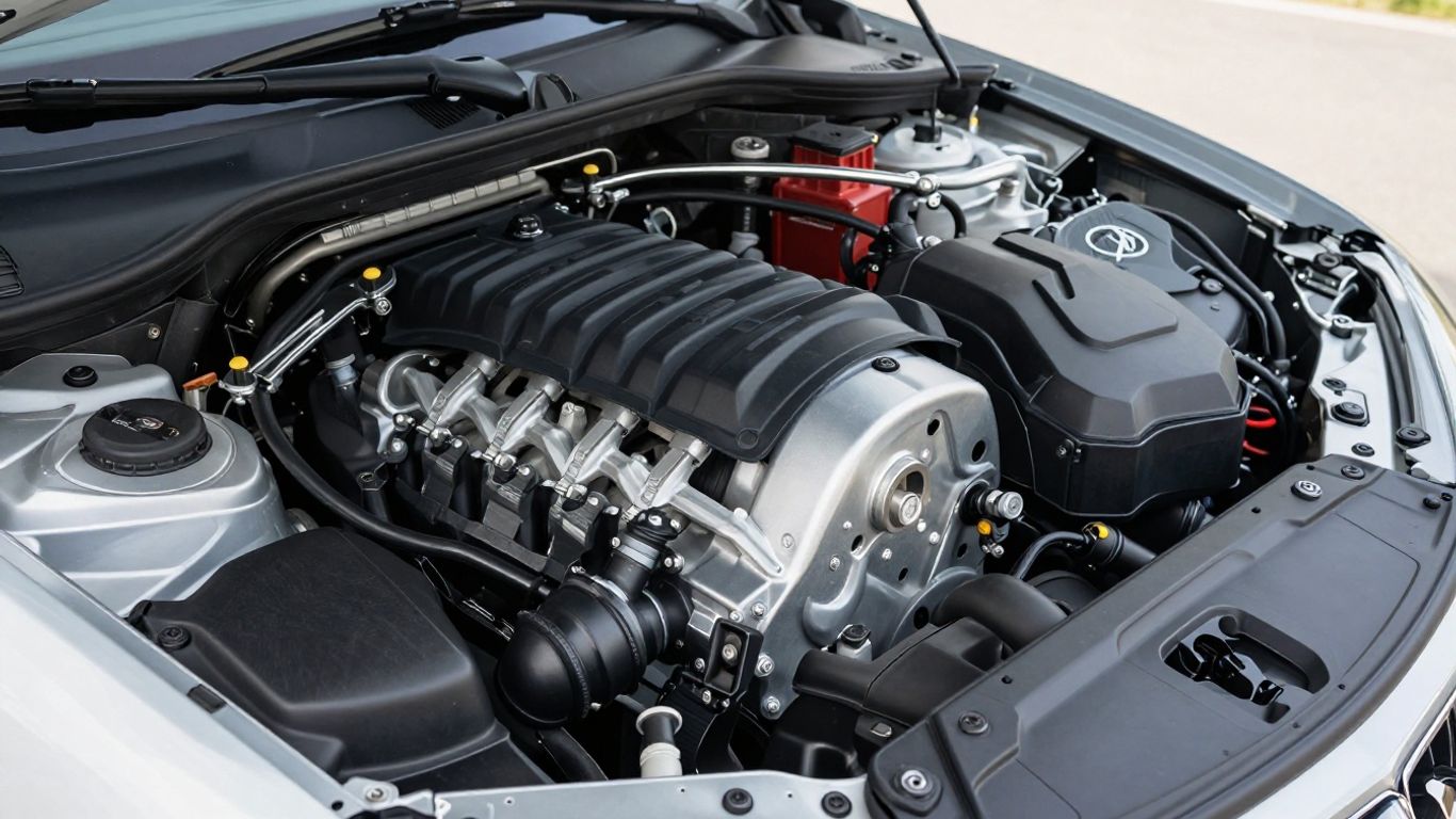 Underhood view of a modern engine