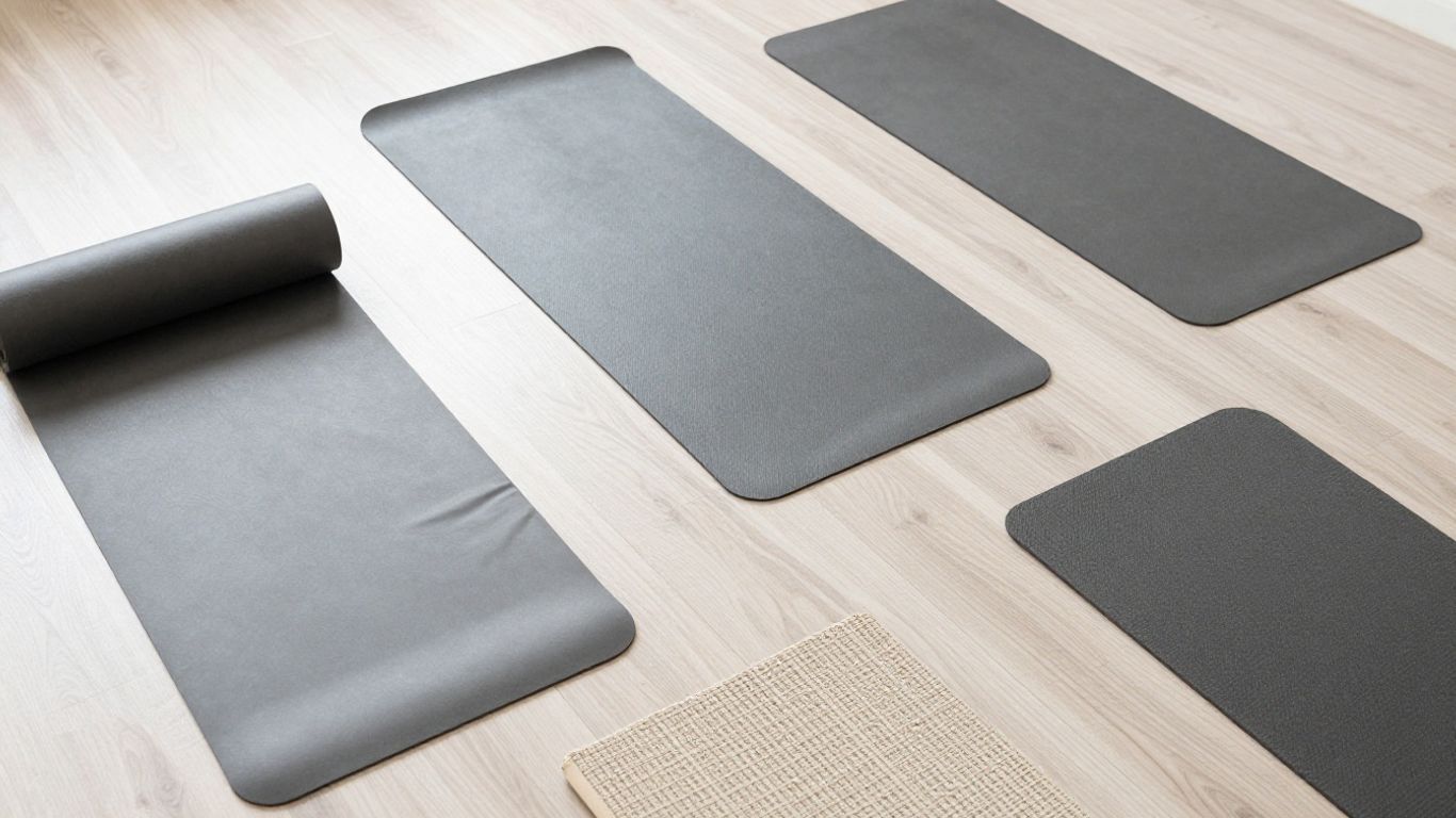 Yoga mats in varied materials and textures