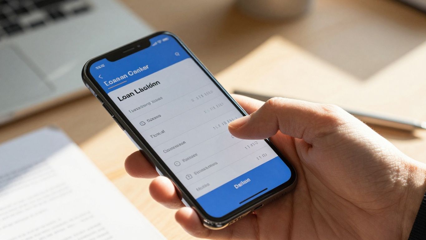 Loan calculator on a smartphone screen.