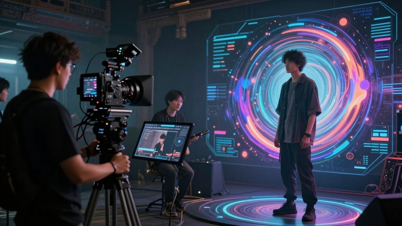 AI music video production versus traditional filming comparison.