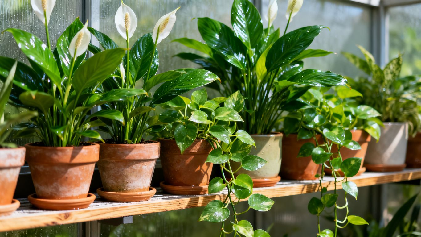 Potted lush indoor house plants