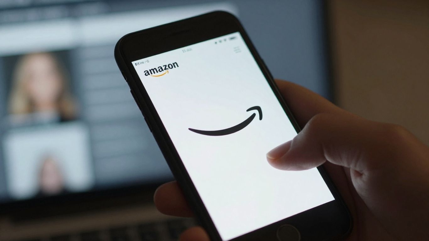 Amazon logo on a smartphone screen